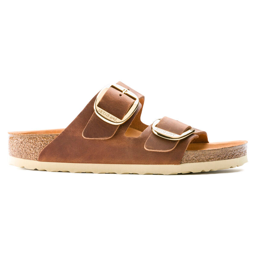 Birkenstock, Arizona Big Buckle Classic Footbed Sandal in Cognac Oiled Leather CLOSEOUTS