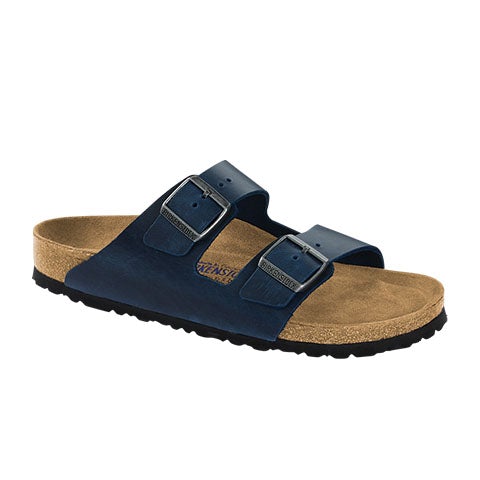 Birkenstock, Birkenstock Arizona Soft Footbed Narrow Slide Sandal (Donna) - Pelle oliata blu