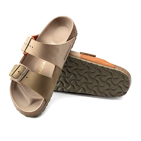 Birkenstock, Birkenstock Arizona Split Hex Narrow Slide Sandal (Donna) - Sandcastle/Faded Khaki