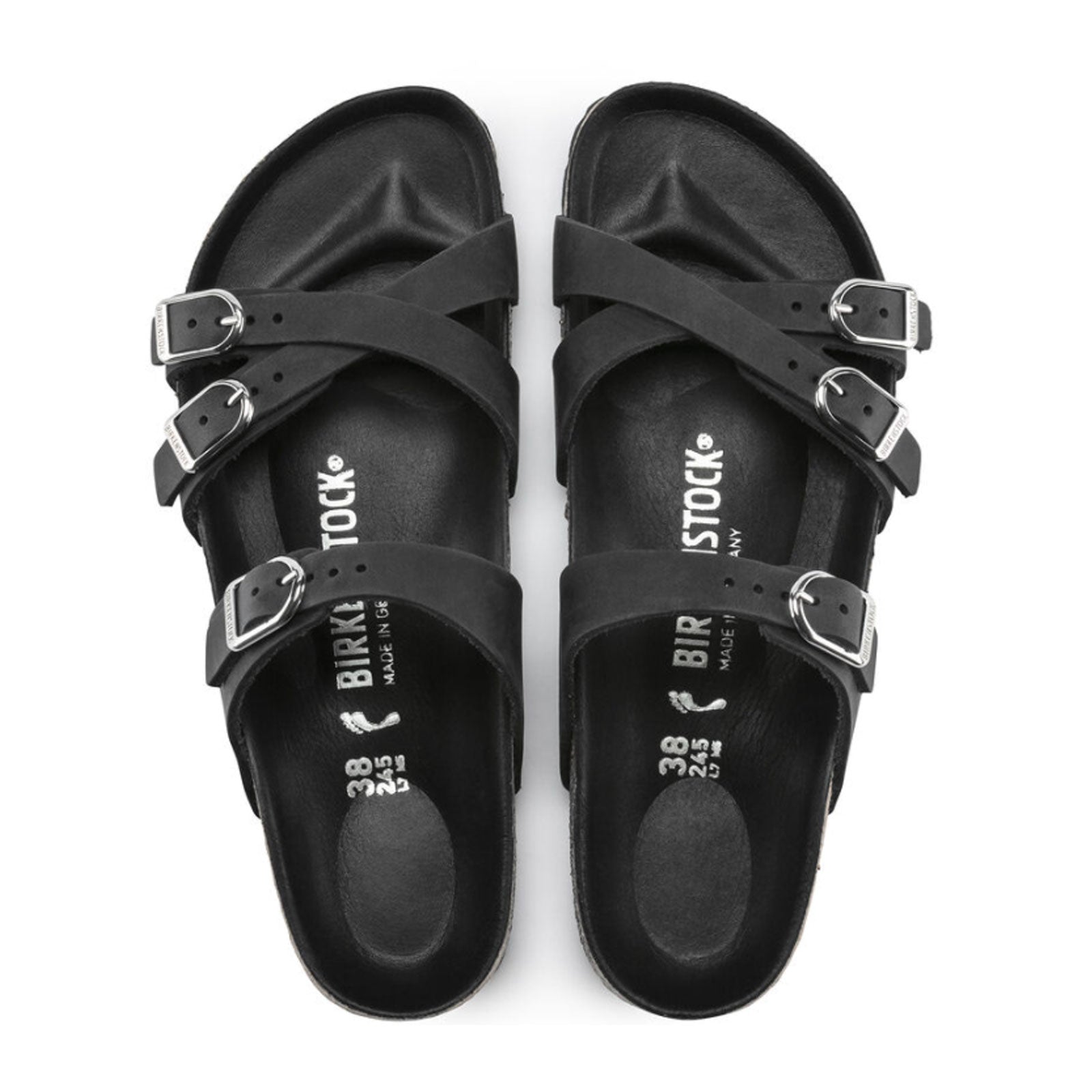 Birkenstock, Birkenstock Franca Hex Narrow Slide Sandal (Donna) - Pelle oliata nera