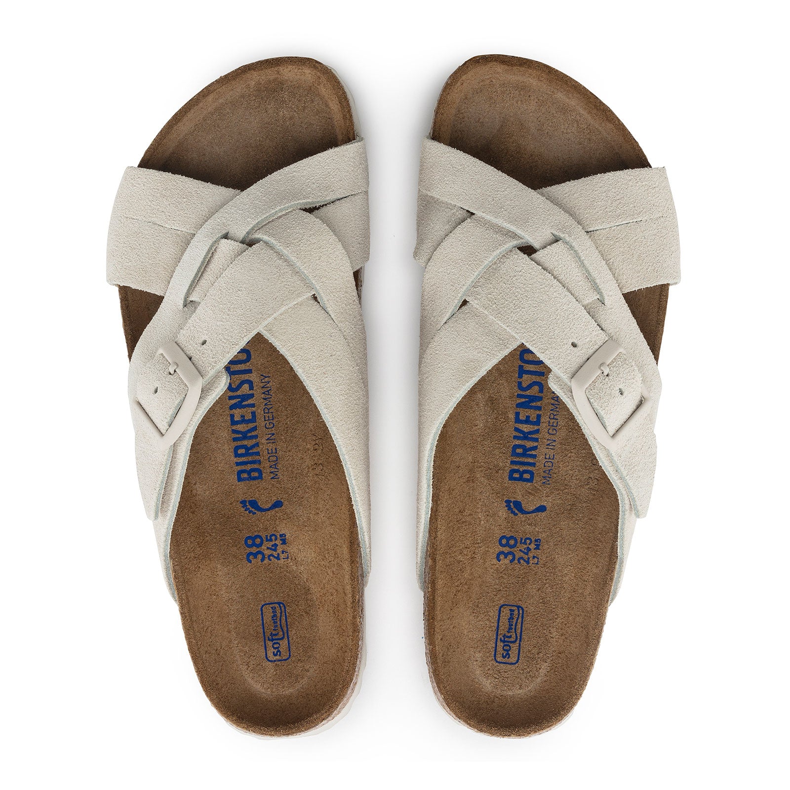Birkenstock, Birkenstock Lugano Soft Footbed Narrow Slide Sandal (Donna) - Camoscio Bianco Antico