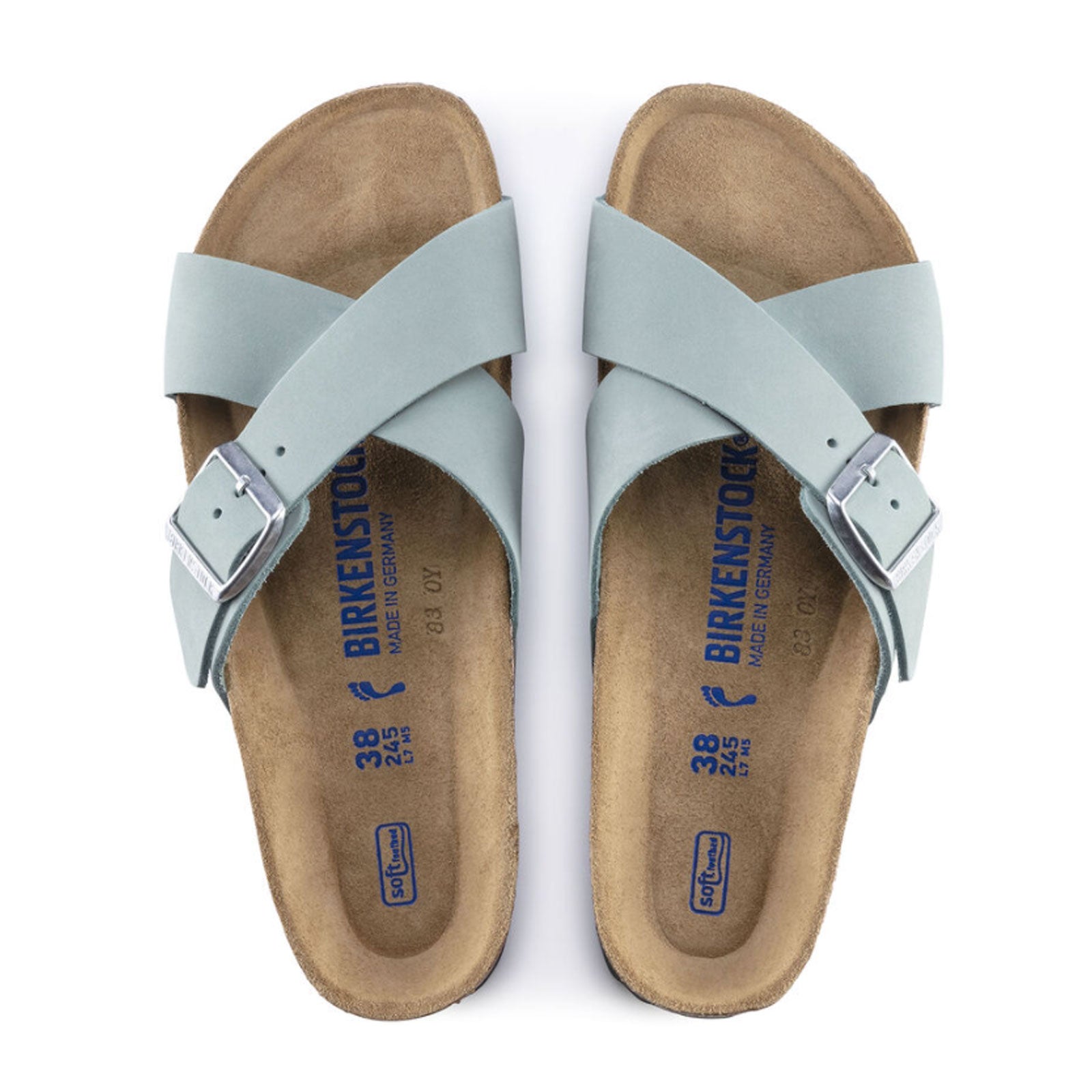 Birkenstock, Birkenstock Siena Soft Footbed Narrow Slide Sandal (Donna) - Faded Aqua