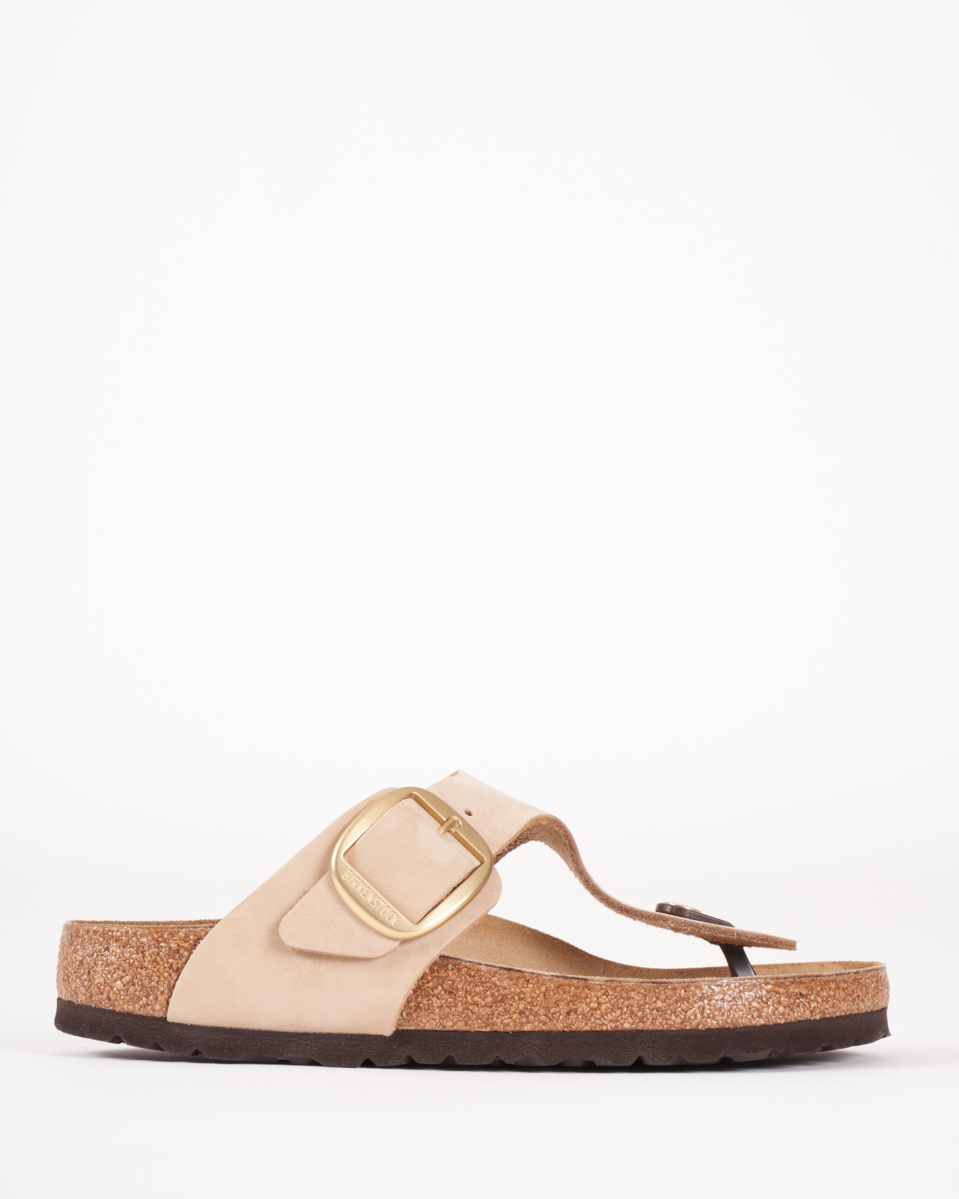 Birkenstock, sandalo gizeh con fibbia grande - nabuk color sabbia